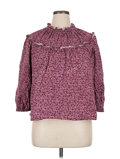 Pre-owned Universal Thread 3/4 Sleeve Blouse In Burgundy