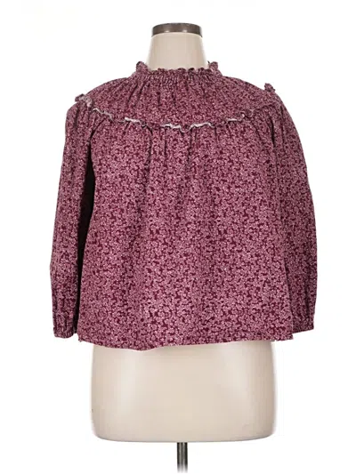 Pre-owned Universal Thread 3/4 Sleeve Blouse In Burgundy