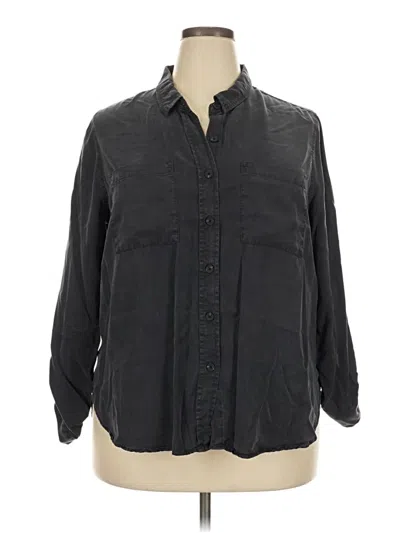 Pre-owned Universal Thread 3/4 Sleeve Button Down Shirt In Black