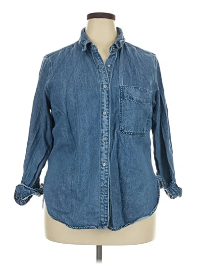Pre-owned Universal Thread 3/4 Sleeve Button Down Shirt In Blue