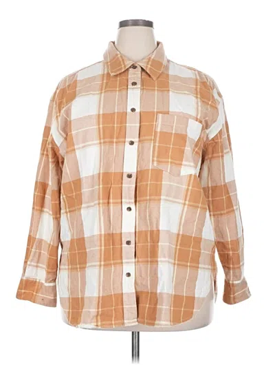 Pre-owned Universal Thread 3/4 Sleeve Button Down Shirt In Brown
