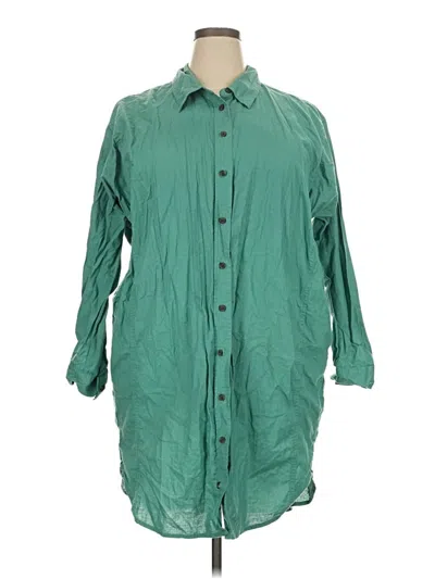 Pre-owned Universal Thread 3/4 Sleeve Button Down Shirt In Teal