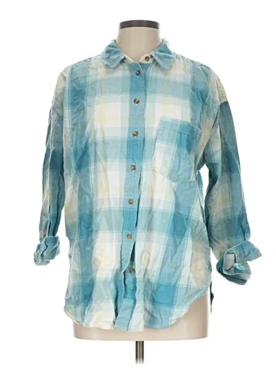 Pre-owned Universal Thread 3/4 Sleeve Button Down Shirt In Teal