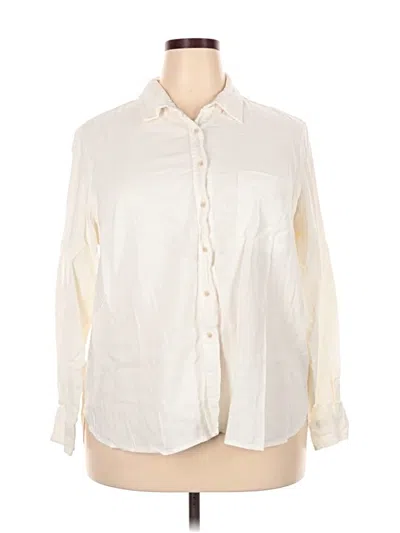 Pre-owned Universal Thread 3/4 Sleeve Button Down Shirt In White