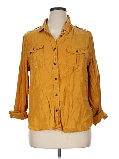 Pre-owned Universal Thread 3/4 Sleeve Button Down Shirt In Yellow