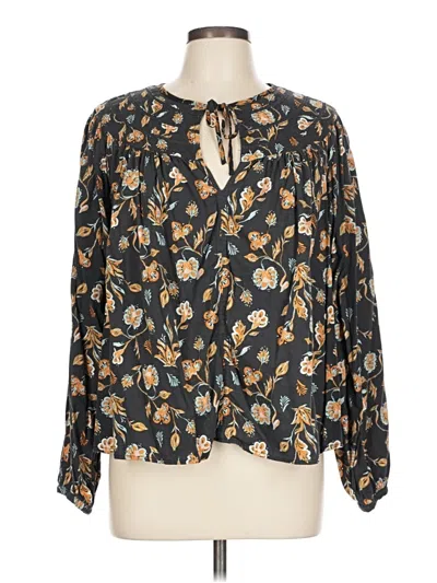 Pre-owned Universal Thread Long Sleeve Blouse In Black