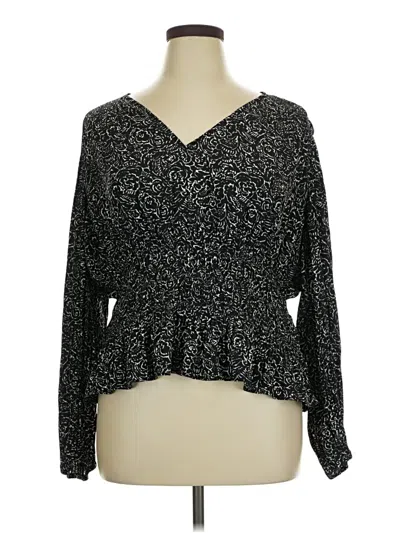 Pre-owned Universal Thread Long Sleeve Blouse In Black