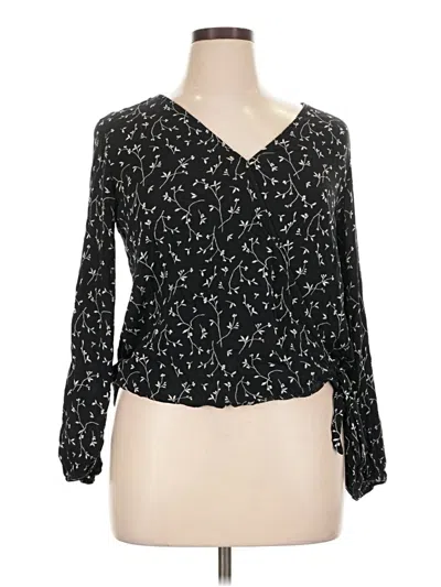 Pre-owned Universal Thread Long Sleeve Blouse In Black