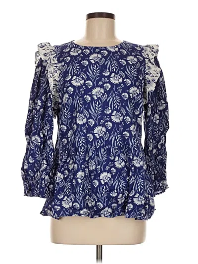 Pre-owned Universal Thread Long Sleeve Blouse In Blue