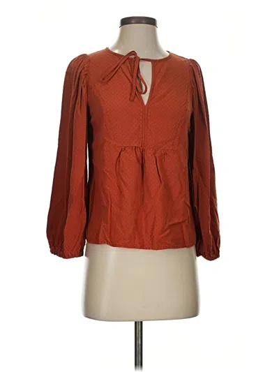 Pre-owned Universal Thread Long Sleeve Blouse In Brown