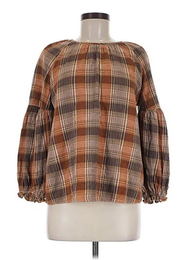 Pre-owned Universal Thread Long Sleeve Blouse In Brown