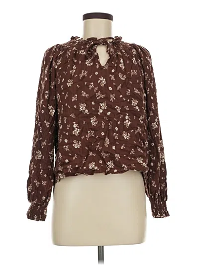 Pre-owned Universal Thread Long Sleeve Blouse In Brown