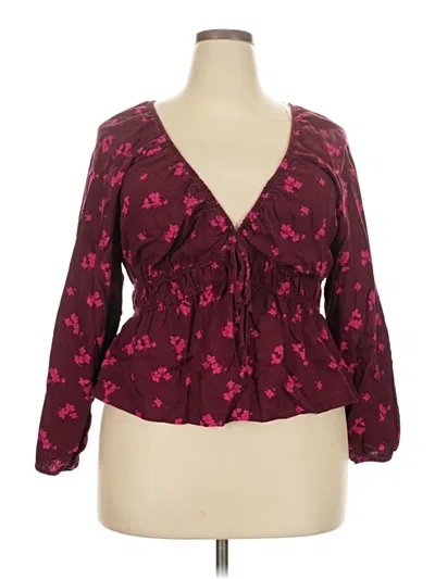 Pre-owned Universal Thread Long Sleeve Blouse In Burgundy