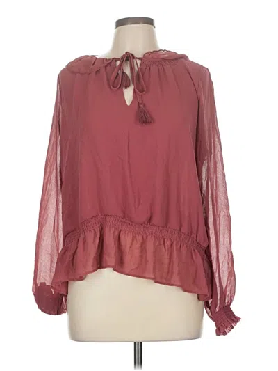 Pre-owned Universal Thread Long Sleeve Blouse In Burgundy