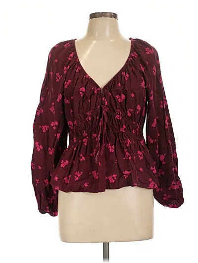 Pre-owned Universal Thread Long Sleeve Blouse In Burgundy