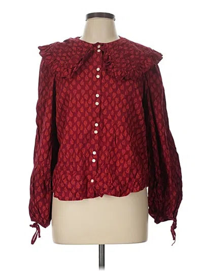 Pre-owned Universal Thread Long Sleeve Blouse In Burgundy
