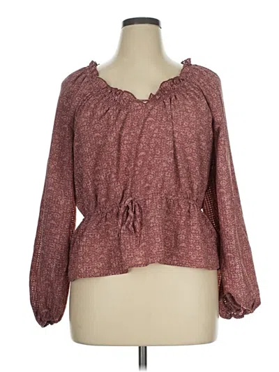 Pre-owned Universal Thread Long Sleeve Blouse In Burgundy