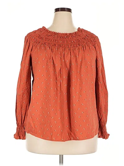 Pre-owned Universal Thread Long Sleeve Blouse In Orange