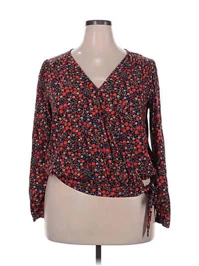 Pre-owned Universal Thread Long Sleeve Blouse In Red