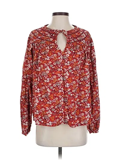Pre-owned Universal Thread Long Sleeve Blouse In Red