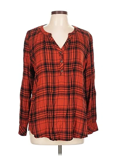 Pre-owned Universal Thread Long Sleeve Blouse In Red