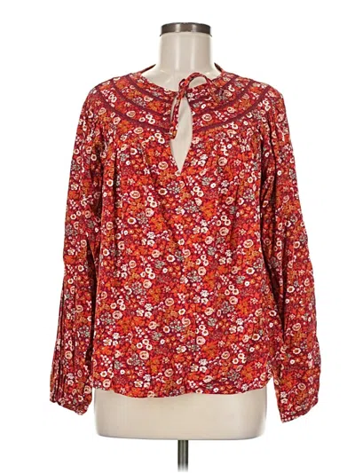 Pre-owned Universal Thread Long Sleeve Blouse In Red