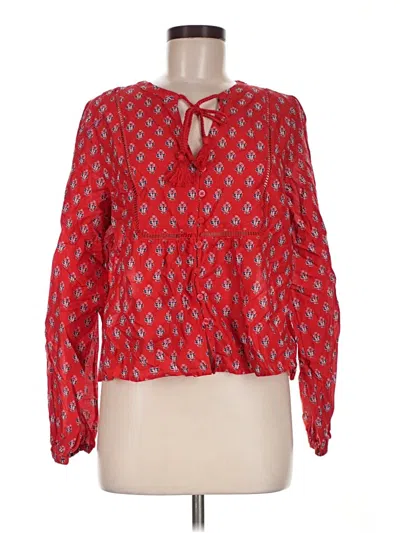 Pre-owned Universal Thread Long Sleeve Blouse In Red