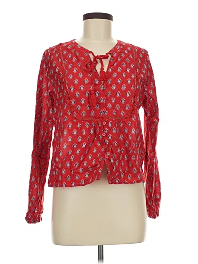 Pre-owned Universal Thread Long Sleeve Blouse In Red