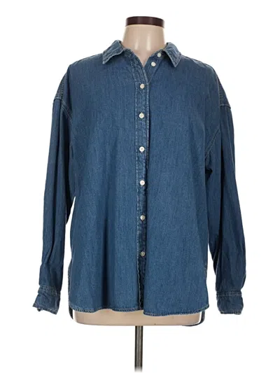 Pre-owned Universal Thread Long Sleeve Button Down Shirt In Blue