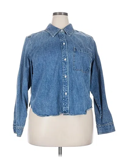 Pre-owned Universal Thread Long Sleeve Button Down Shirt In Blue