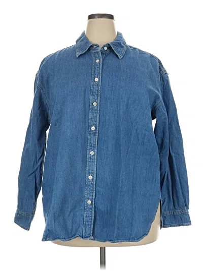 Pre-owned Universal Thread Long Sleeve Button Down Shirt In Blue
