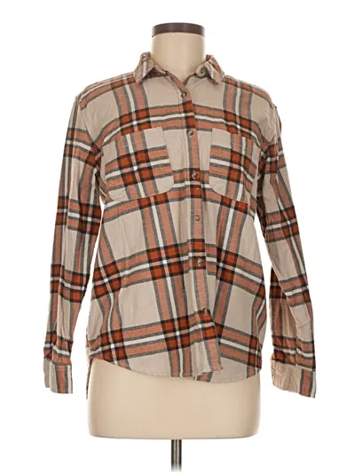 Pre-owned Universal Thread Long Sleeve Button Down Shirt In Brown