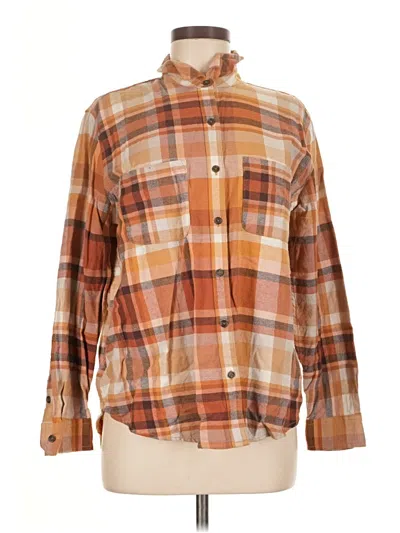 Pre-owned Universal Thread Long Sleeve Button Down Shirt In Brown