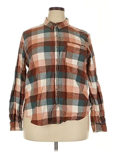 Pre-owned Universal Thread Long Sleeve Button Down Shirt In Brown