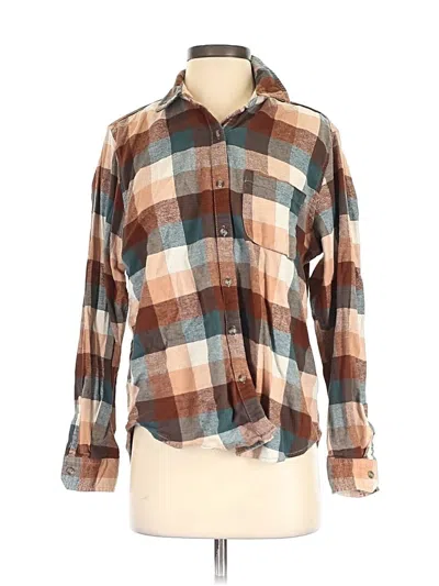 Pre-owned Universal Thread Long Sleeve Button Down Shirt In Brown