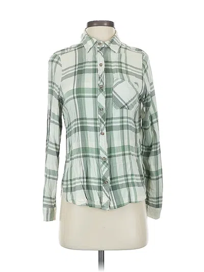 Pre-owned Universal Thread Long Sleeve Button Down Shirt In Green