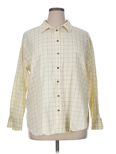Pre-owned Universal Thread Long Sleeve Button Down Shirt In Ivory