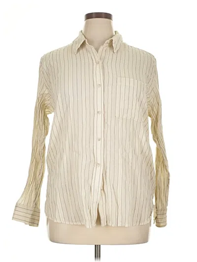 Pre-owned Universal Thread Long Sleeve Button Down Shirt In Ivory