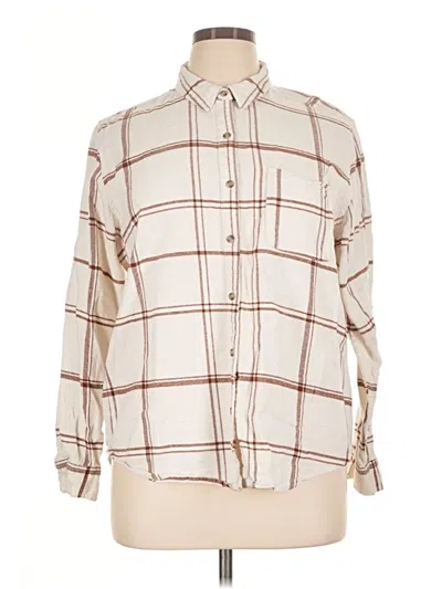 Pre-owned Universal Thread Long Sleeve Button Down Shirt In Ivory