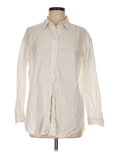Pre-owned Universal Thread Long Sleeve Button Down Shirt In Ivory