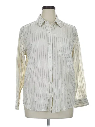Pre-owned Universal Thread Long Sleeve Button Down Shirt In Ivory