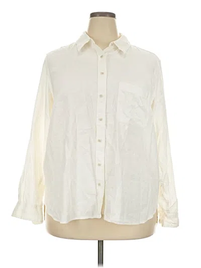 Pre-owned Universal Thread Long Sleeve Button Down Shirt In Ivory