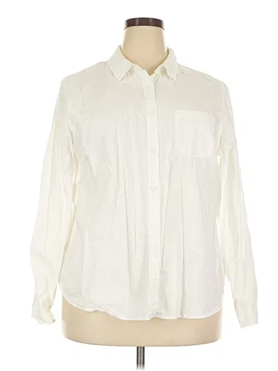 Pre-owned Universal Thread Long Sleeve Button Down Shirt In Ivory