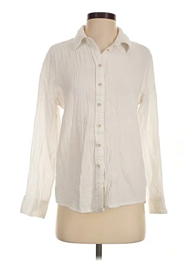 Pre-owned Universal Thread Long Sleeve Button Down Shirt In Ivory