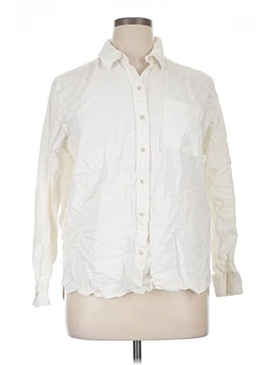 Pre-owned Universal Thread Long Sleeve Button Down Shirt In Ivory