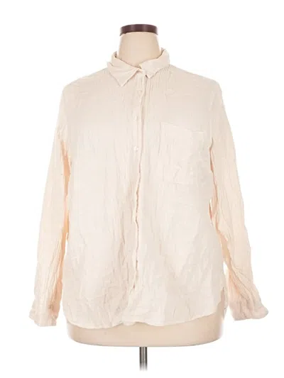 Pre-owned Universal Thread Long Sleeve Button Down Shirt In Ivory