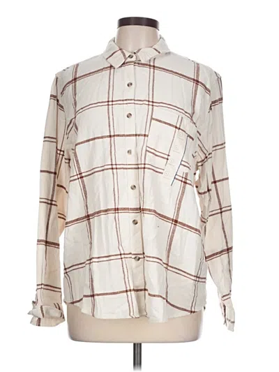 Pre-owned Universal Thread Long Sleeve Button Down Shirt In Ivory