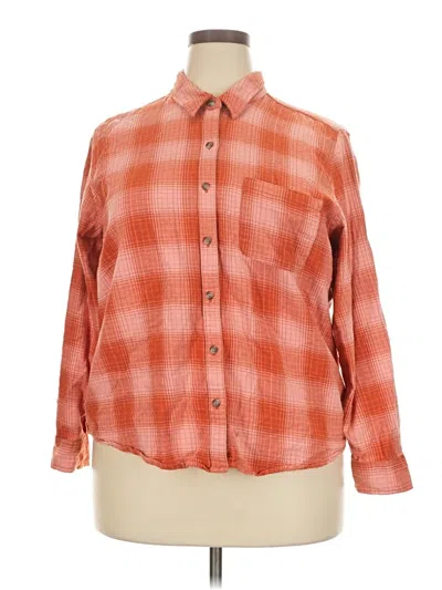 Pre-owned Universal Thread Long Sleeve Button Down Shirt In Orange