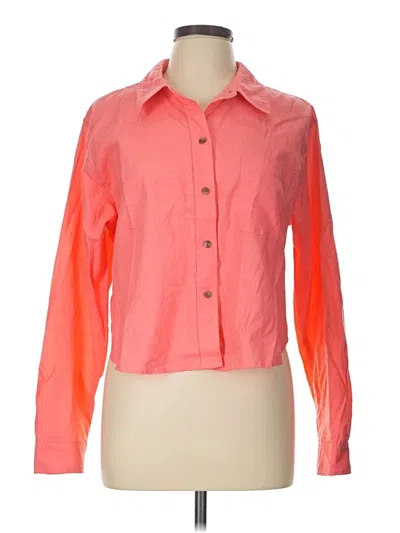 Universal Thread Long Sleeve Button Down Shirt In Orange