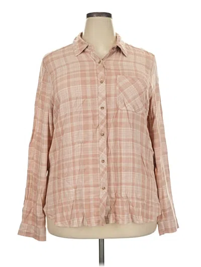 Pre-owned Universal Thread Long Sleeve Button Down Shirt In Tan
